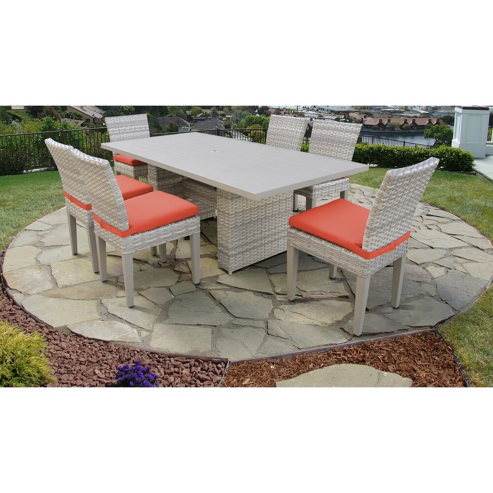 Fairmont Rectangular Outdoor Patio Dining Table with 6 Armless Chairs