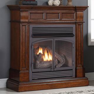 Duluth Forge Dual Fuel Ventless Gas Fireplace - 32000 BTU T-Stat. Control Auburn Cherry Finish 170124