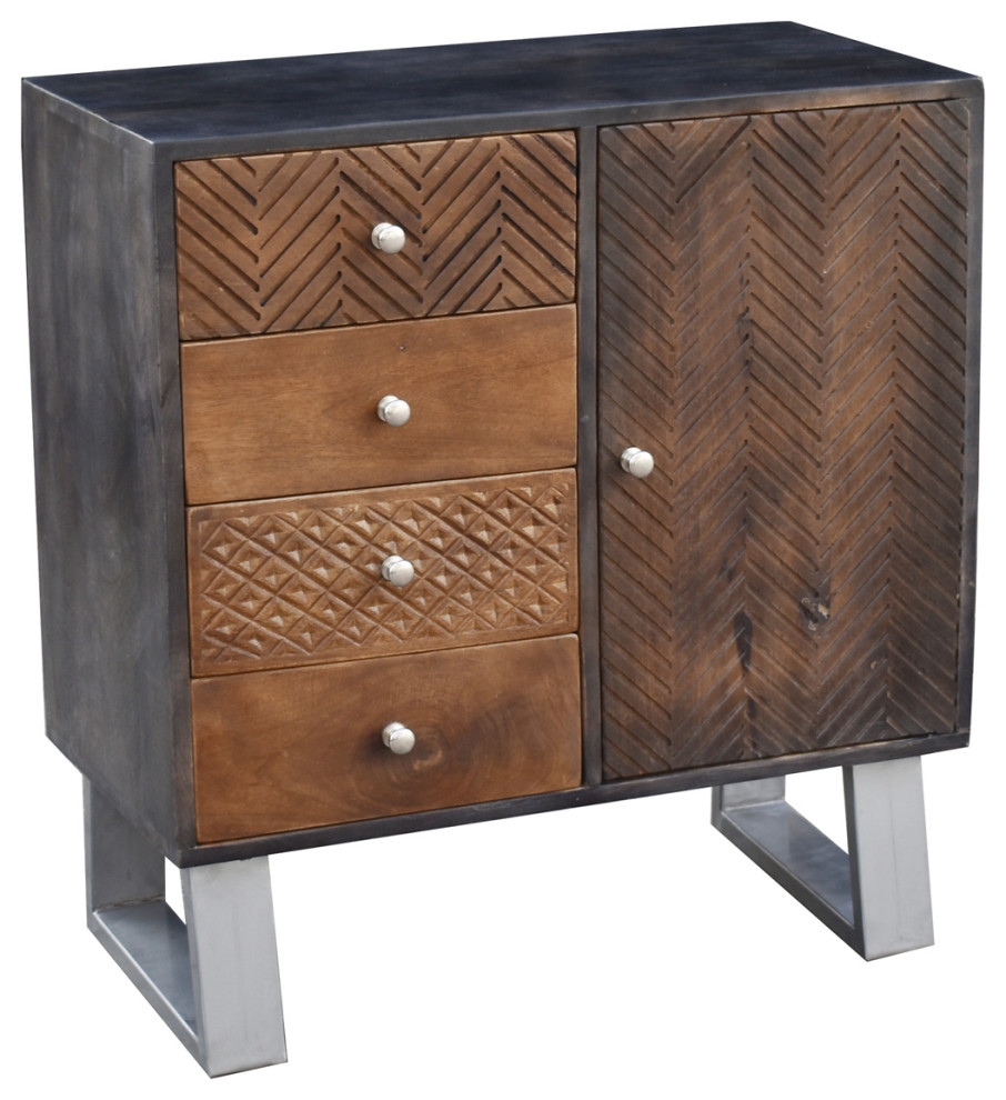 Iwal Mango Wood Chest With 4 Drawers and 1 Door   Contemporary   Accent Chests And Cabinets   by Chic Teak  Houzz