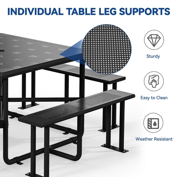 Outdoor 46'' Square Top Picnic Table with Umbrella Hole