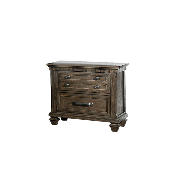 Bling 2 Drawer Wood Nightstand in Rustic Brown Fin...