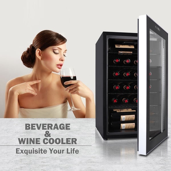 24 Bottle Wine Cooler， Freestanding Constant temperature Wine Refrigerator for Home Bar， Small Kitchen， Apartment， RV