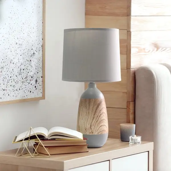 Simple Designs Ceramic Oblong Table Lamp