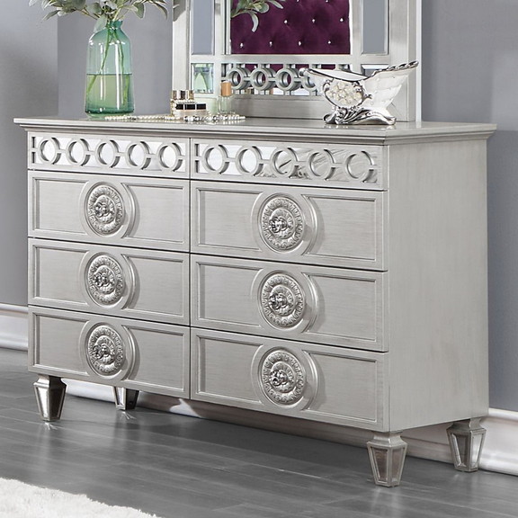 Acme BD01281 Varian Dresser  Silver   Mirrored Fin...