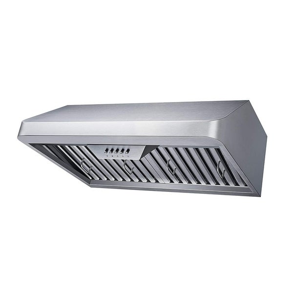 Winflo 30 in. Ductecd Stainless Steel Under Cabinet Range Hood with Baffle Filters， LED lights and 3 Speed Push Buttons