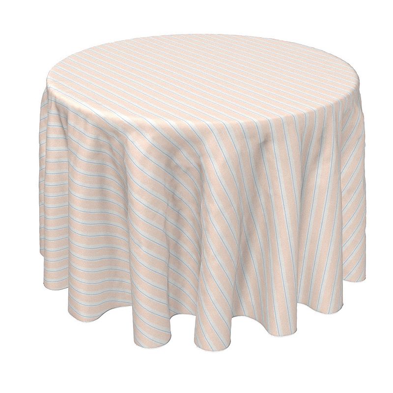 Round Tablecloth， 100% Polyester， 90 Round， Coral Beach Stripe