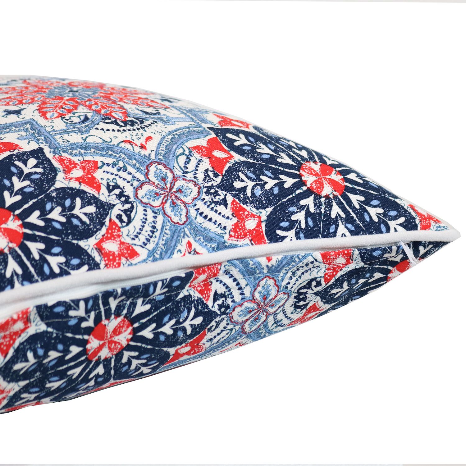 Sunnydaze Set of 2 Outdoor Throw Pillows - 16-Inch - Red and Blue Floral