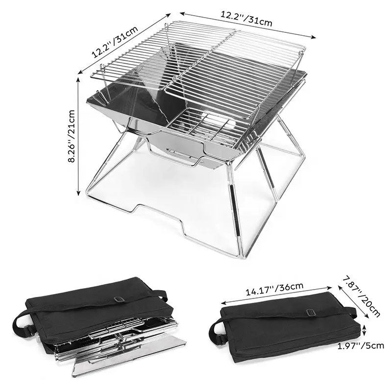 European Outdoor Adjustable Foldable Vertical Durable Camping Mesh Charcoal Bbq Grill Stove Barbecue