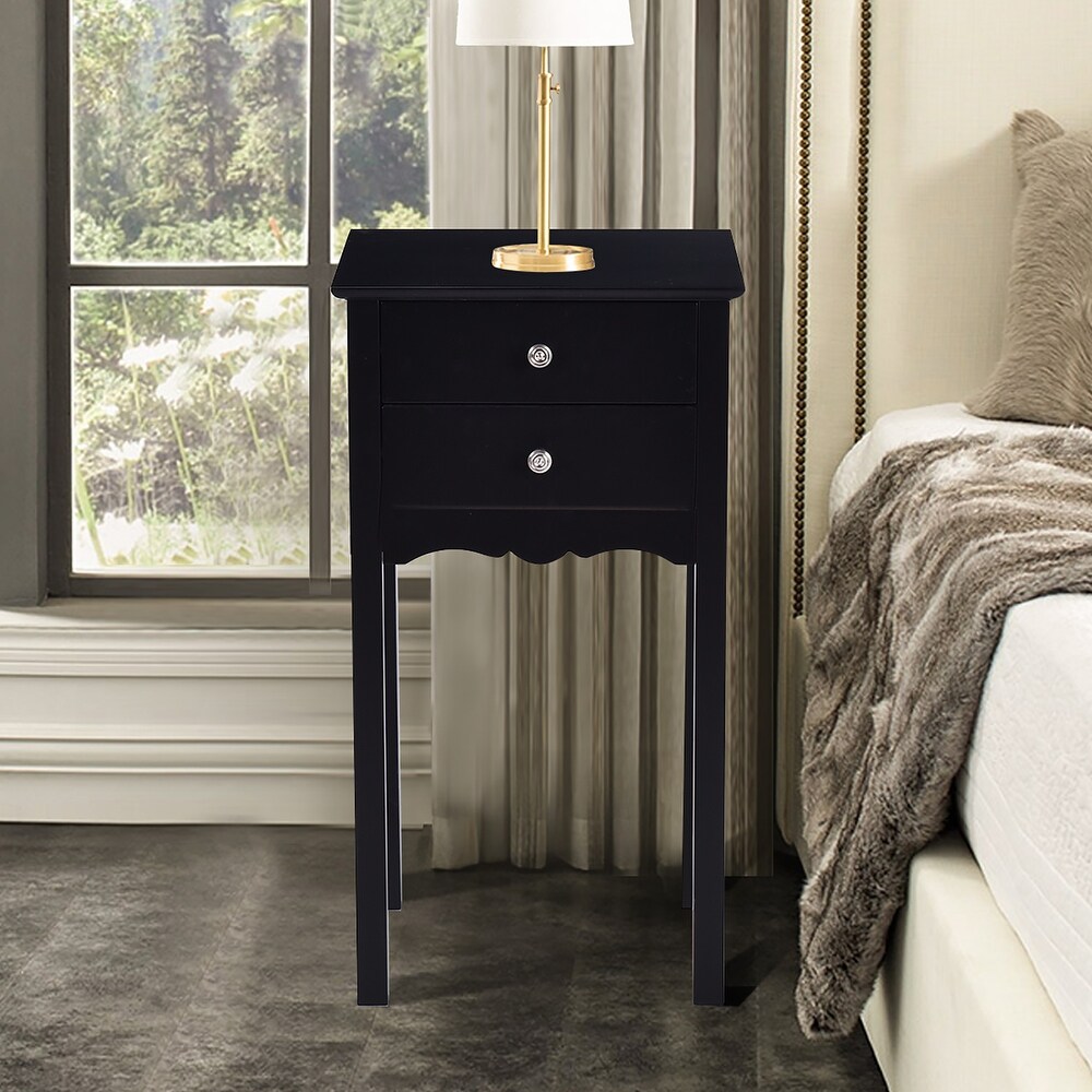 Side Table End Accent Table Night Stand with 2 Drawers Furniture