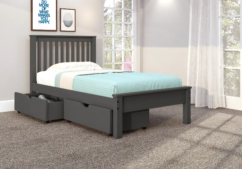 Carson Dark Gray Twin Bed with Dual Underbed Drawers