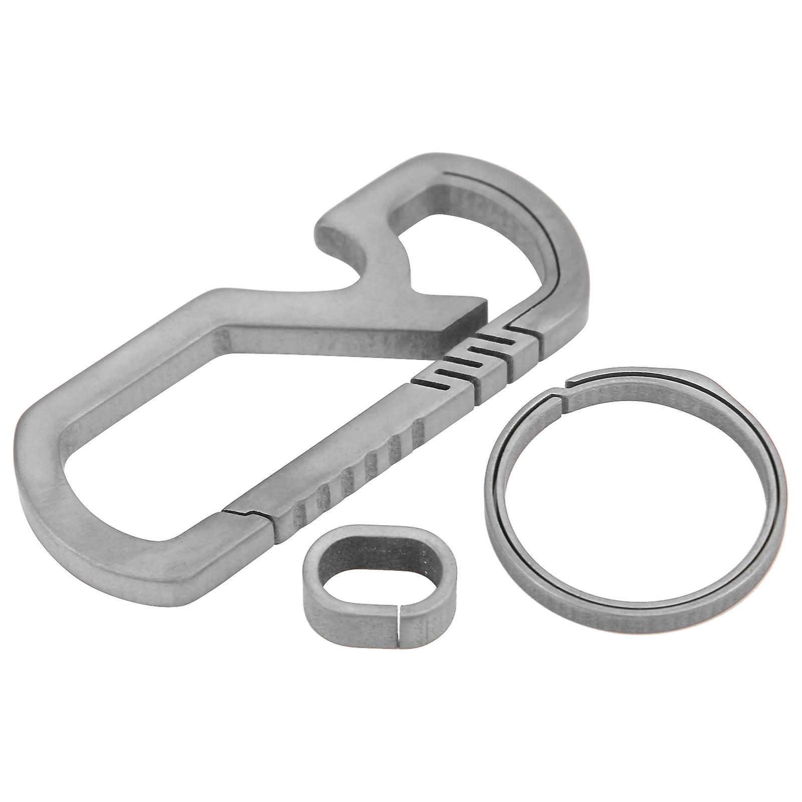 Outdoor Multifunctional Titanium Alloy Keychains Clip Bottle Opener Keyring Holdergray