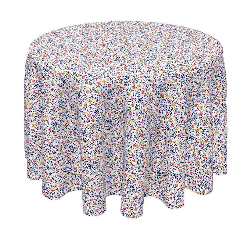 Round Tablecloth， 100% Polyester， 60 Round， Retro Garden