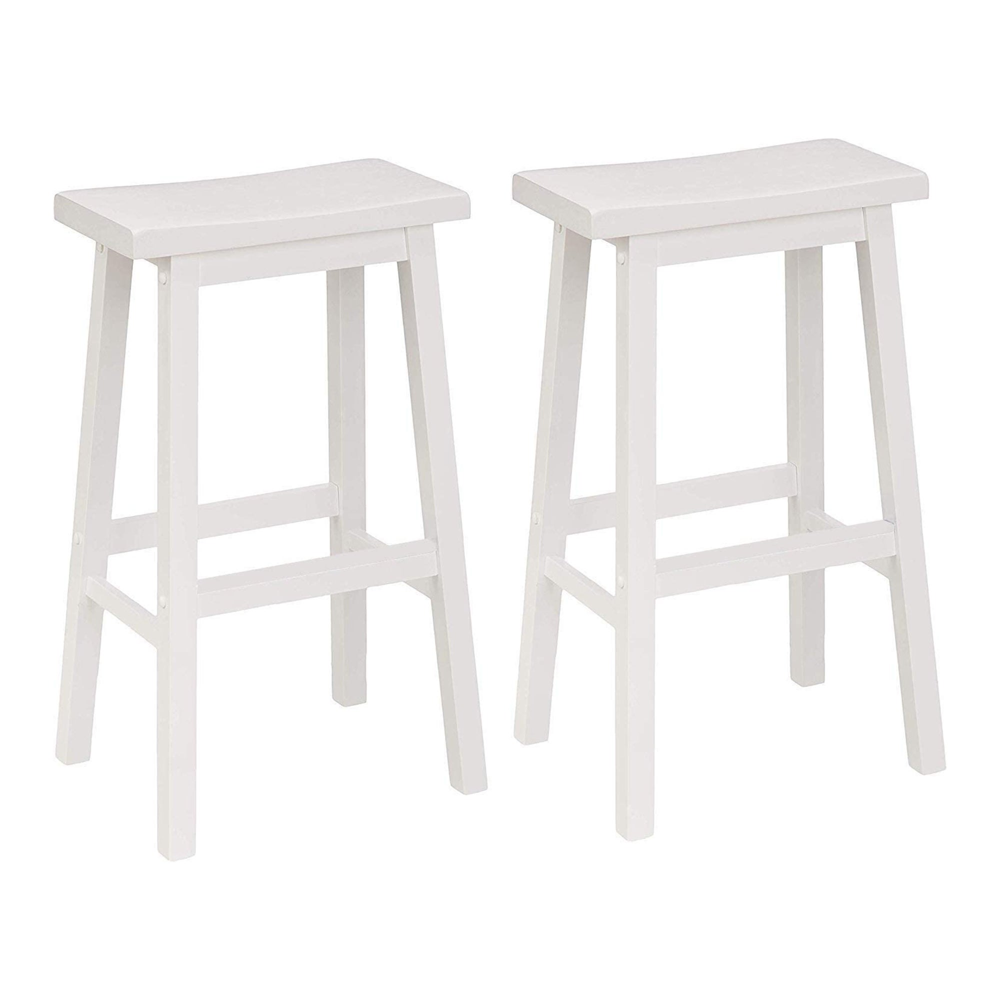 PJ Wood Saddle-Seat 29 Inch Kitchen， Table， and Bar Counter Stool， White， Set of 2 - 13.23