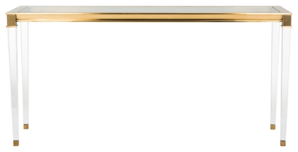 Envee Acrylic Console Table Brass   Contemporary   Console Tables   by Peachtree Fine Furniture  Houzz