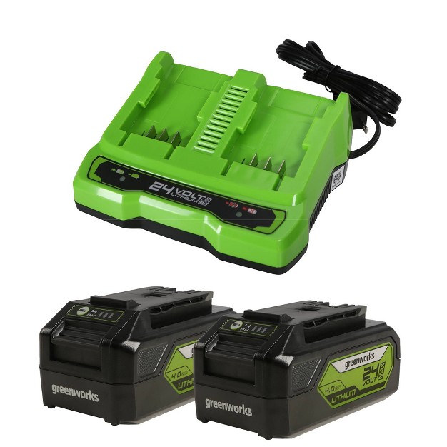 Greenworks Powerall 2pk 24v Power Tool Battery Starter Kit With Dual Port Rapid Charger