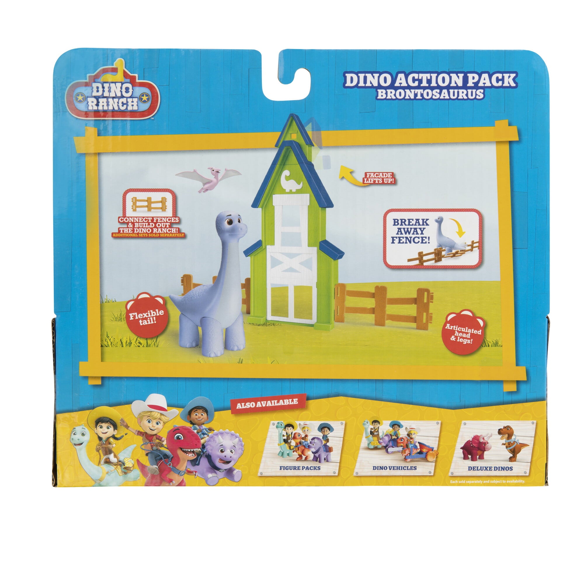 Dino Ranch Action Pack Featuring Brontosaurus - 4 Fence Pieces to Connect- Four Styles to Collect - Toys for Kids Featuring Your Favorite Pre-Westoric Ranchers