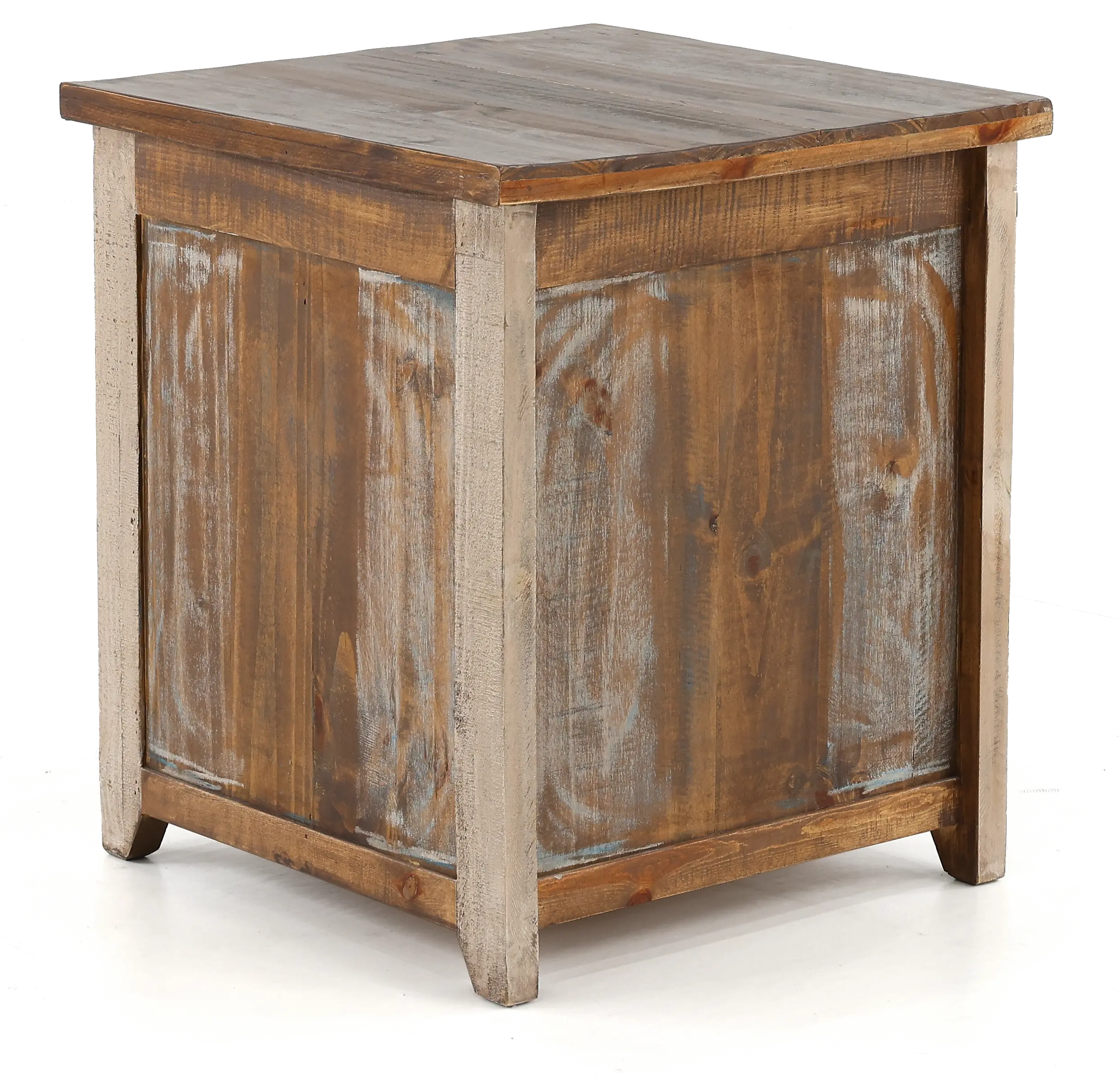 Antique Pine End Table with Iron Accents