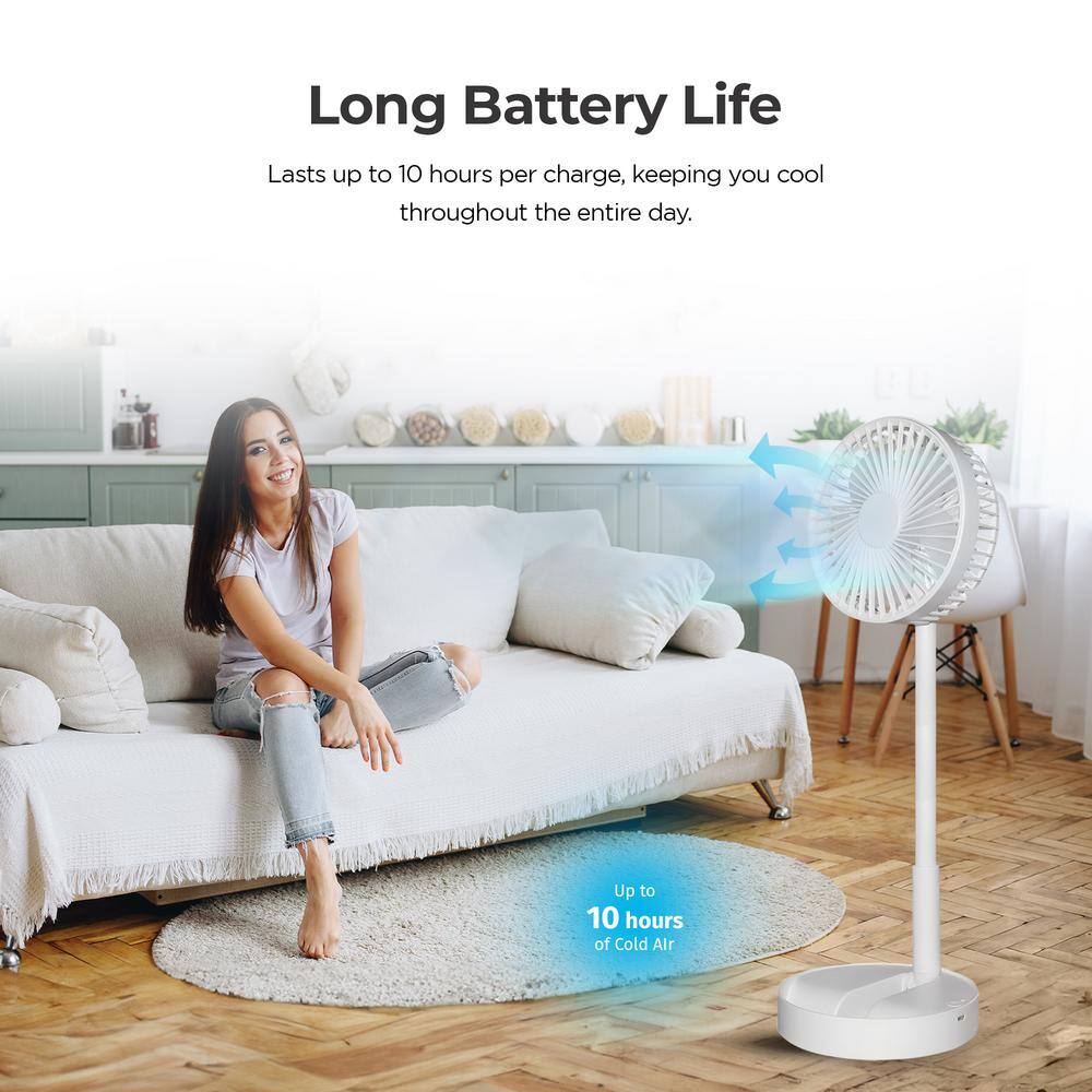 As Seen on TV 2-in-1 Adjustable Height 40 in. Unique Foldable and Portable My Foldaway Rechargeable Floor and Table Fan 7039