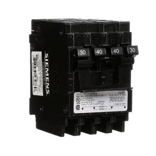 Siemens 40 Amp Double-Pole and 30 Amp Double-Pole Type QT Quad Circuit Breaker Q23040CT2