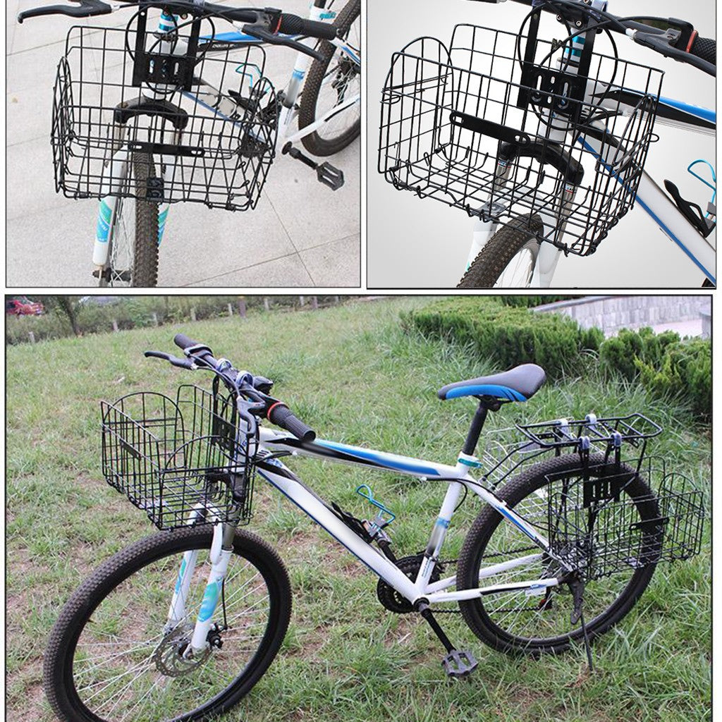 Oalirro Deals Clearance Folding Rear Bike Basket Wire Mesh Fold-Up Detchable Front Bag Rear Hanging Bike Basket Bicycle Bag Cargo Rack for Mountain Bike Accessories Bike Frame Basket 1 Pack