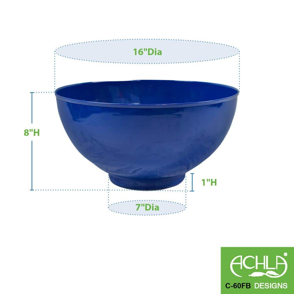 ACHLA DESIGNS 16 in. W Round French Blue Galvanized Steel Bowl Planter Pot C-60FB