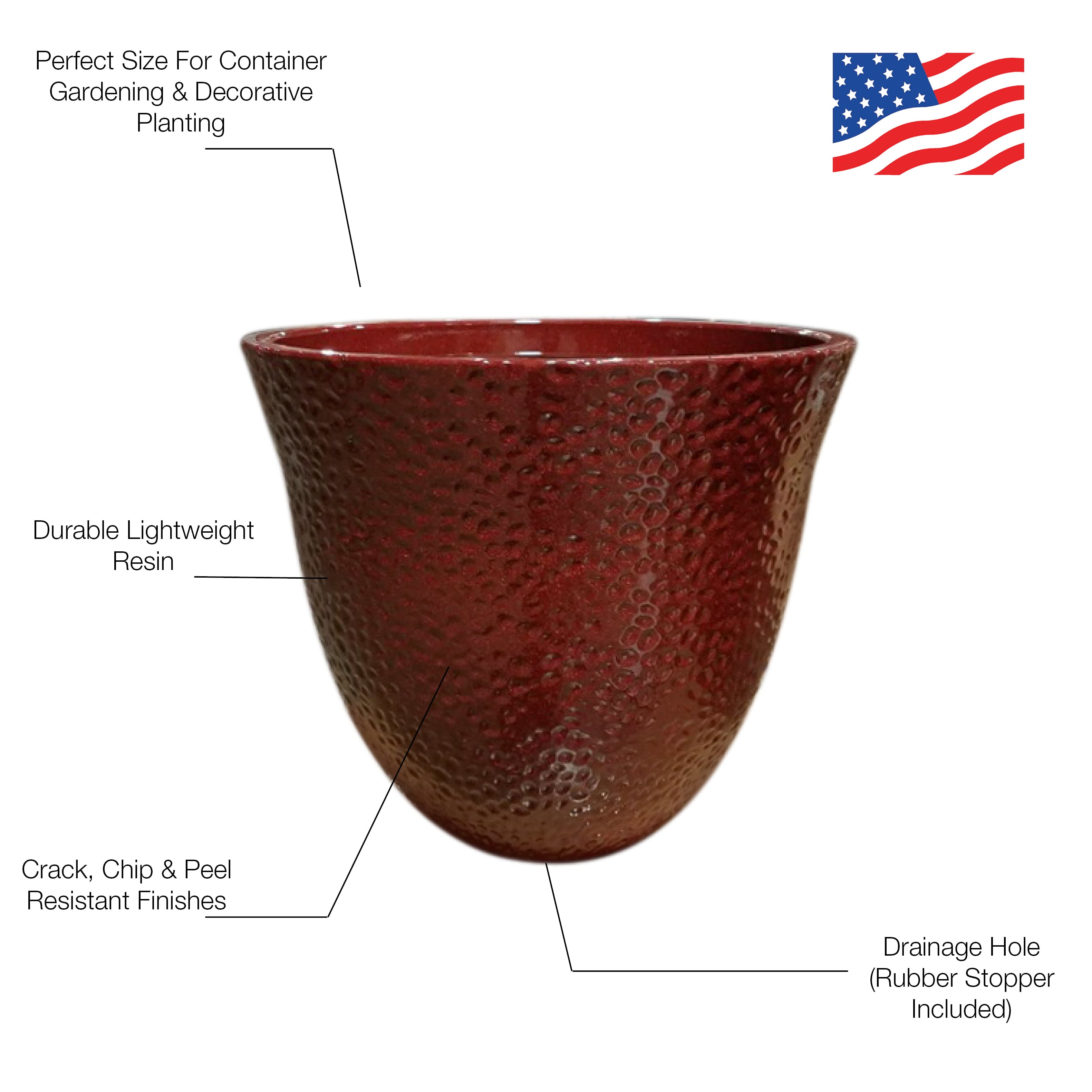 Better Homes & Gardens Christley 22.5" Wide Round Resin Planter Red