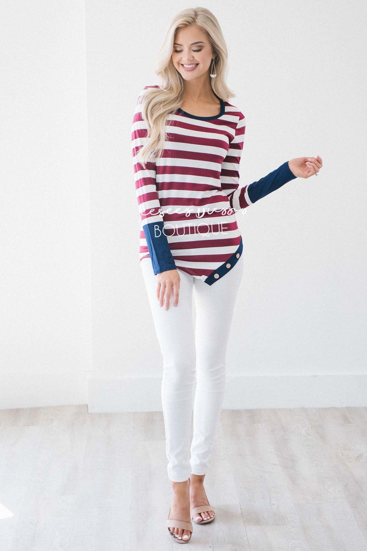 Cutie Stripes & Buttons Top