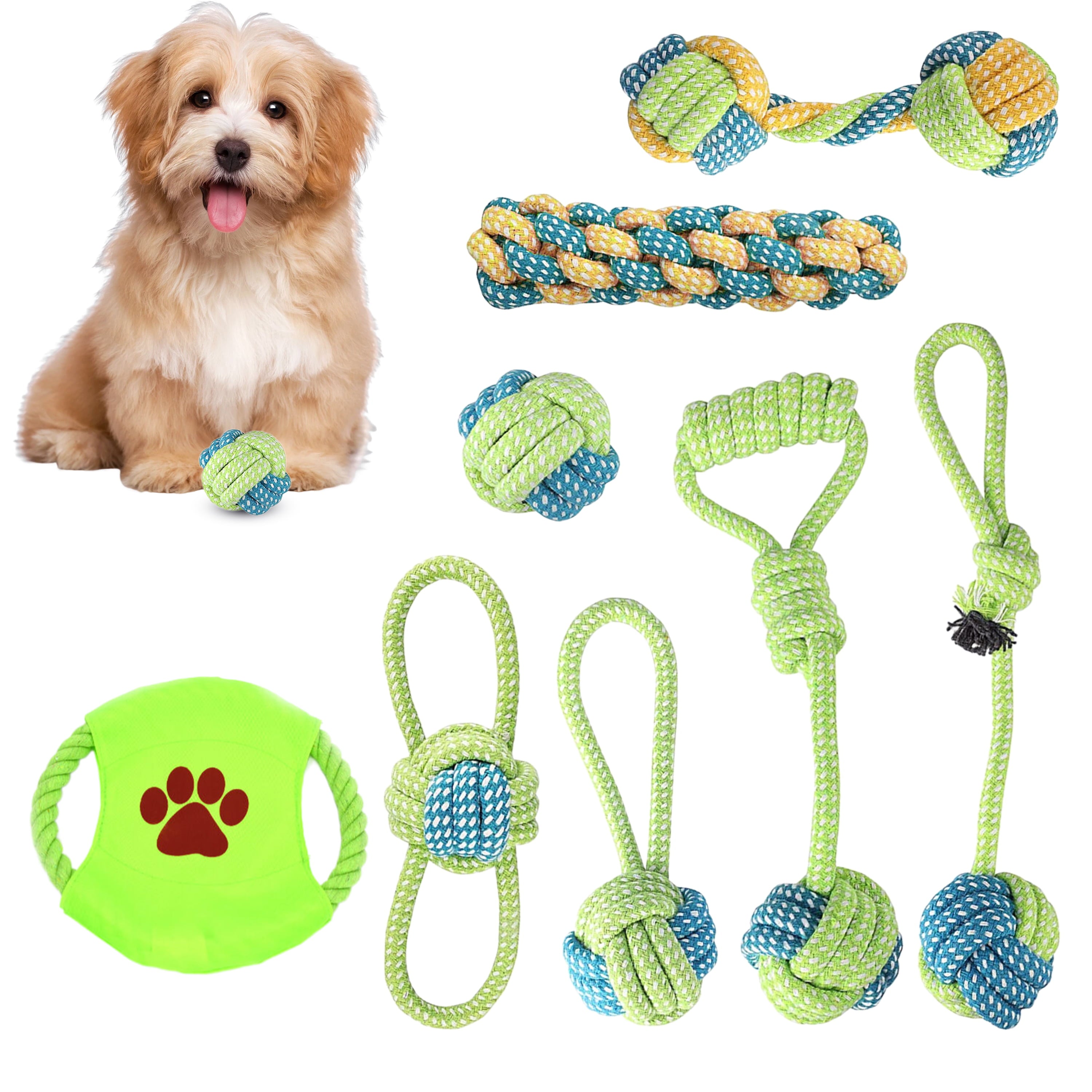 Dog Toys for Aggressive Chewers ，8 Pack Valued Dog Toys for Small，Medium， Large Breed with Interactive Dog Rope Toys