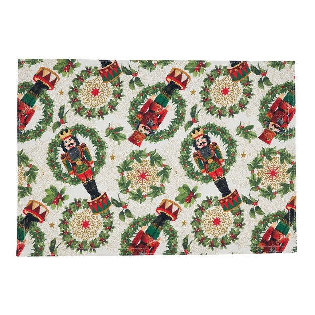 Saro Lifestyle Nutcracker Design Holiday Placemats set Of 4