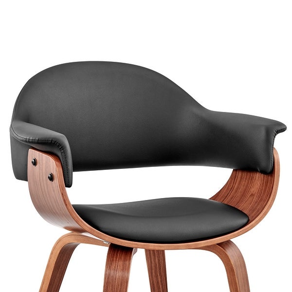 Leatherette Dining Chair with Curved Seat， Black and Brown