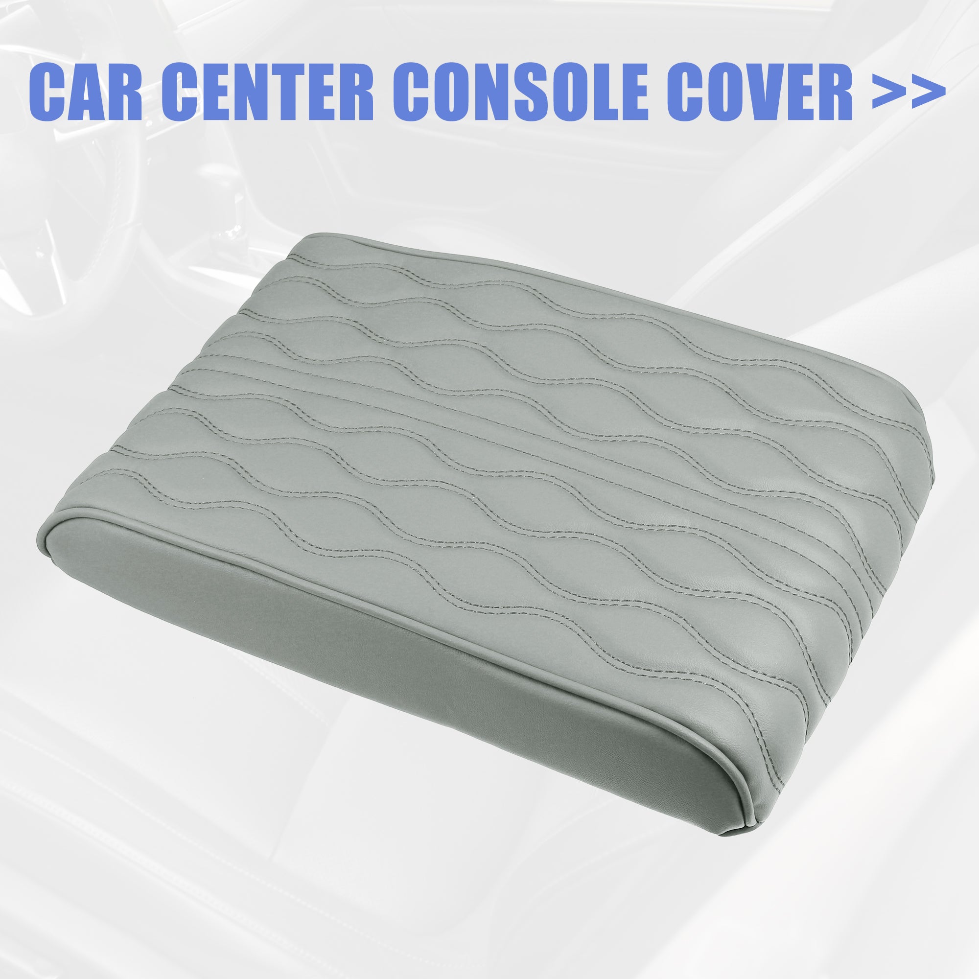 Auto Armrest Cushion Cover Center Console Box Pad Waterproof Faux Leather Cushion Pad Protector Universal Gray