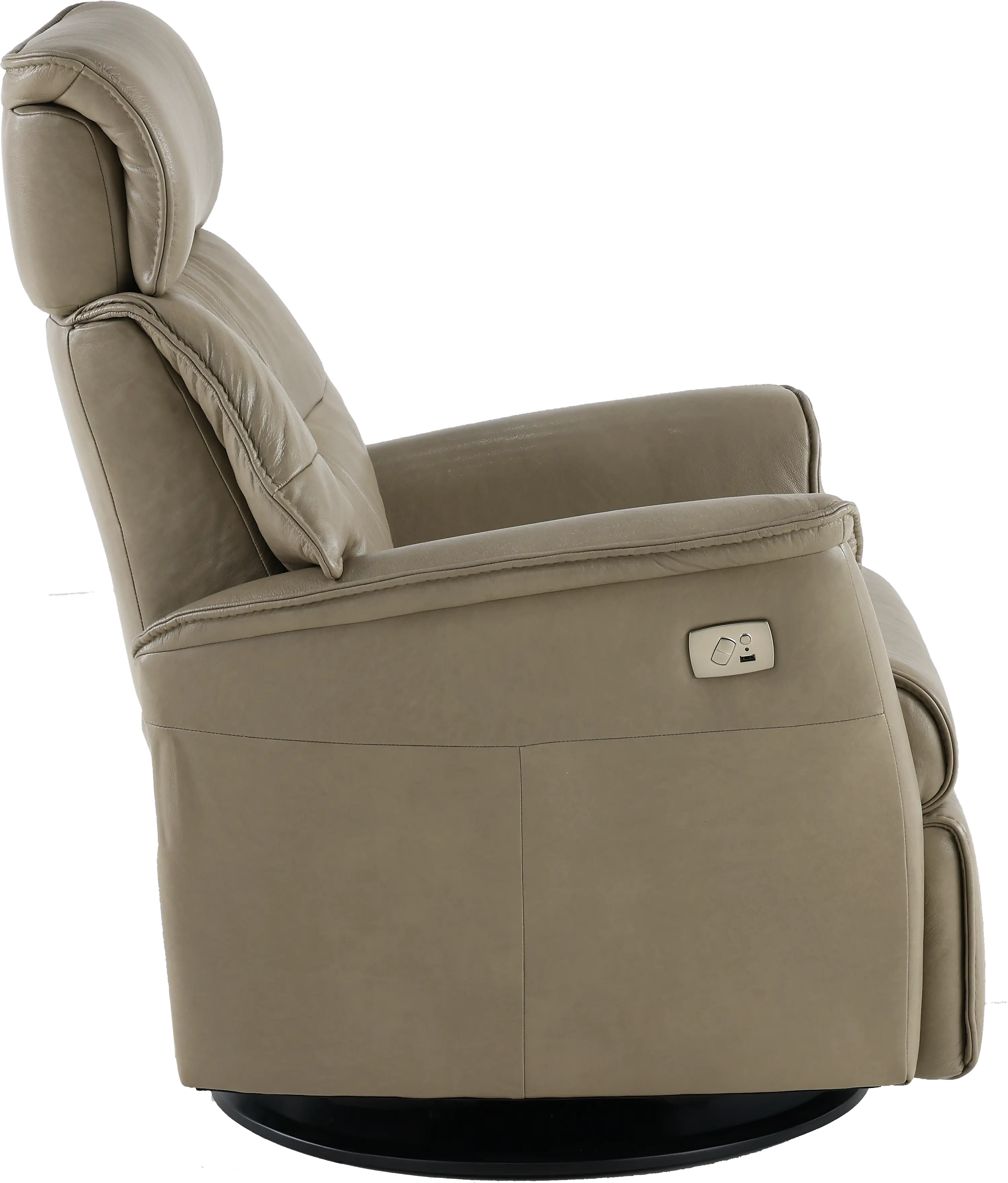 Captain Beige Standard Leather Swivel Glider Power Recliner