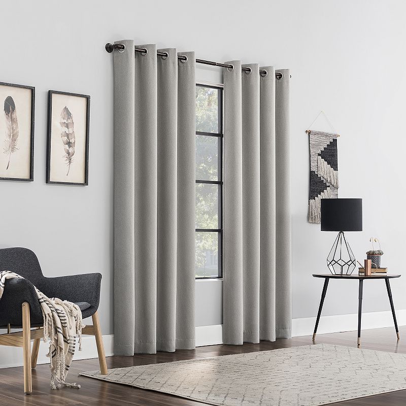 Clean Window Textured Weave Anti-Dust Blackout Grommet Window Curtain Panel