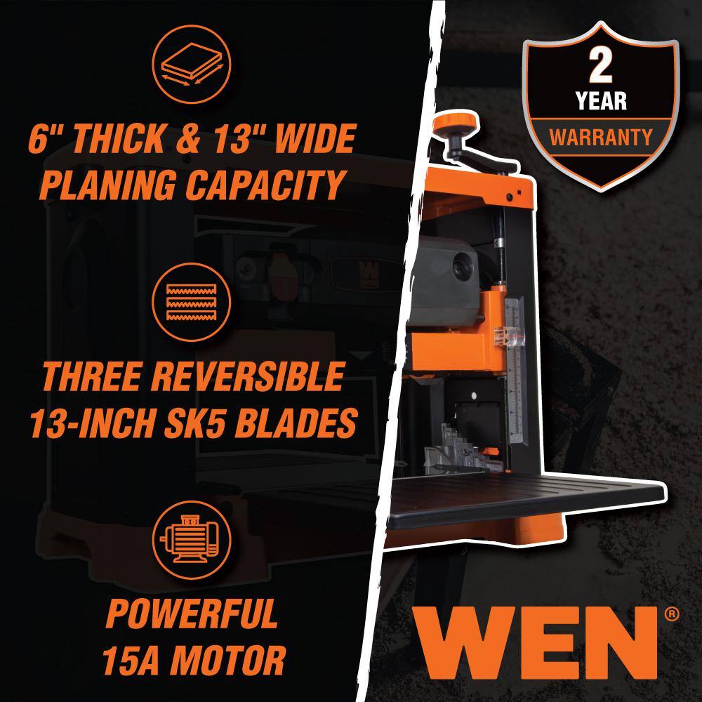 WEN 13 in. 15 Amp 3-Blade Benchtop Thickness Planer PL1303