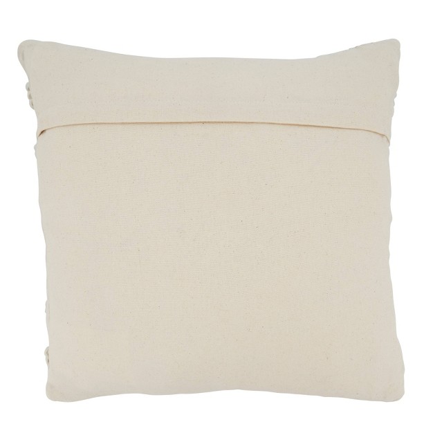 Woven Design With Woven Texture Square Pillow Cover Ivory Saro Lifestyle