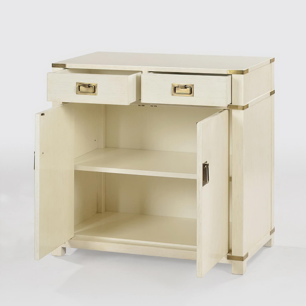 Campaign Style Cabinet Drift White   Transitional   Accent Chests And Cabinets   by English Georgian America  Houzz