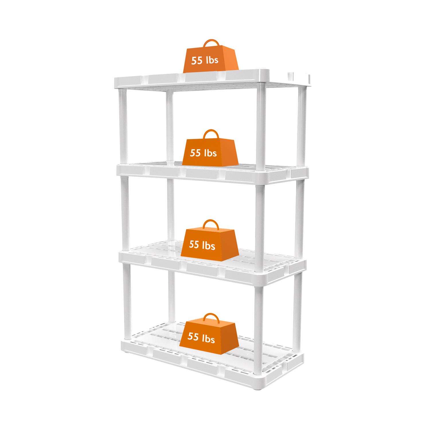 Gracious Living Knect-A-Shelf 48 in. H X 24 in. W X 12 in. D Resin Shelving Unit