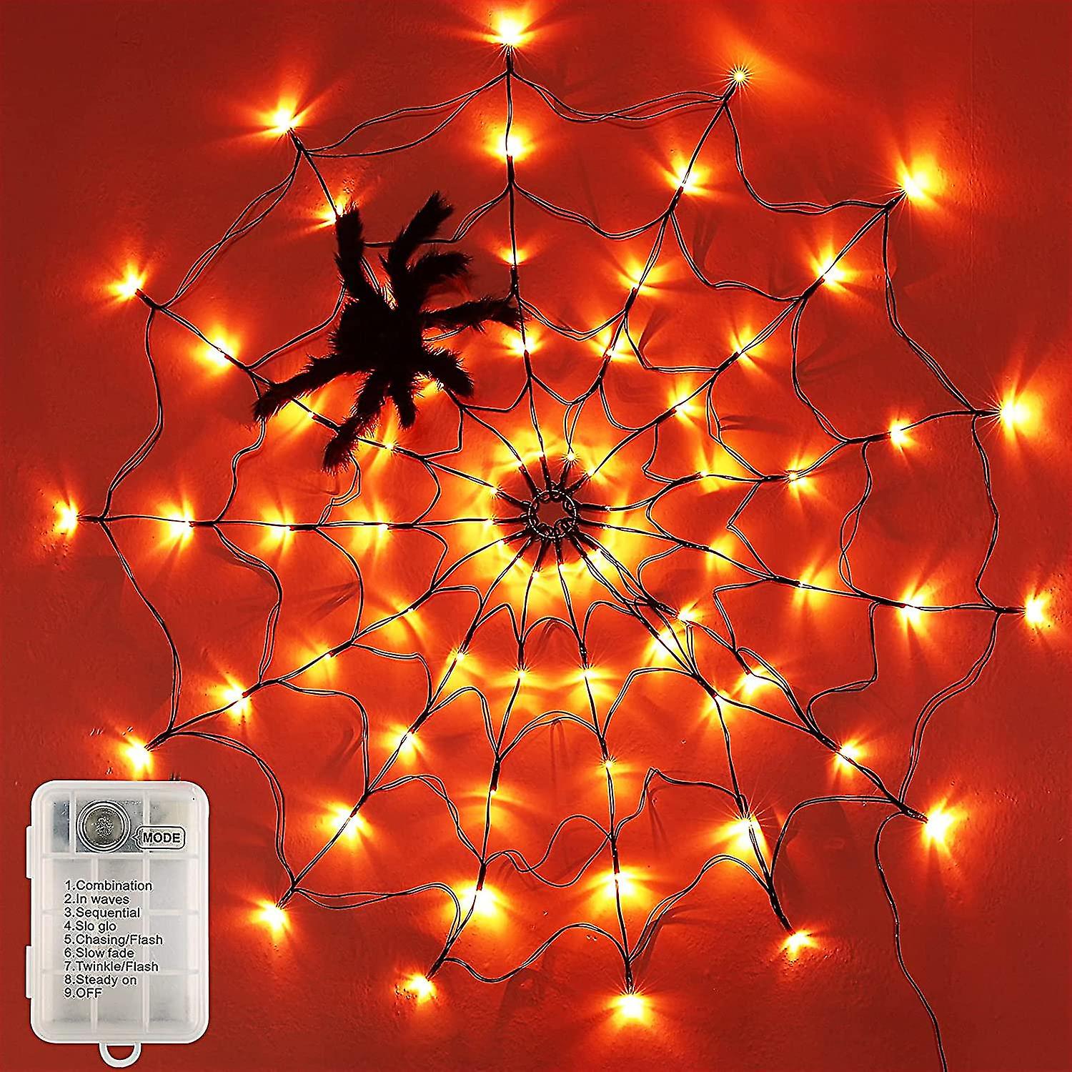 Halloween Cobweb Lights Purple Spider Web Light Halloween Decorations Indoor Outdoor Light Up Spider Web Battery Operated Waterproof Spiderweb 1m Wspi