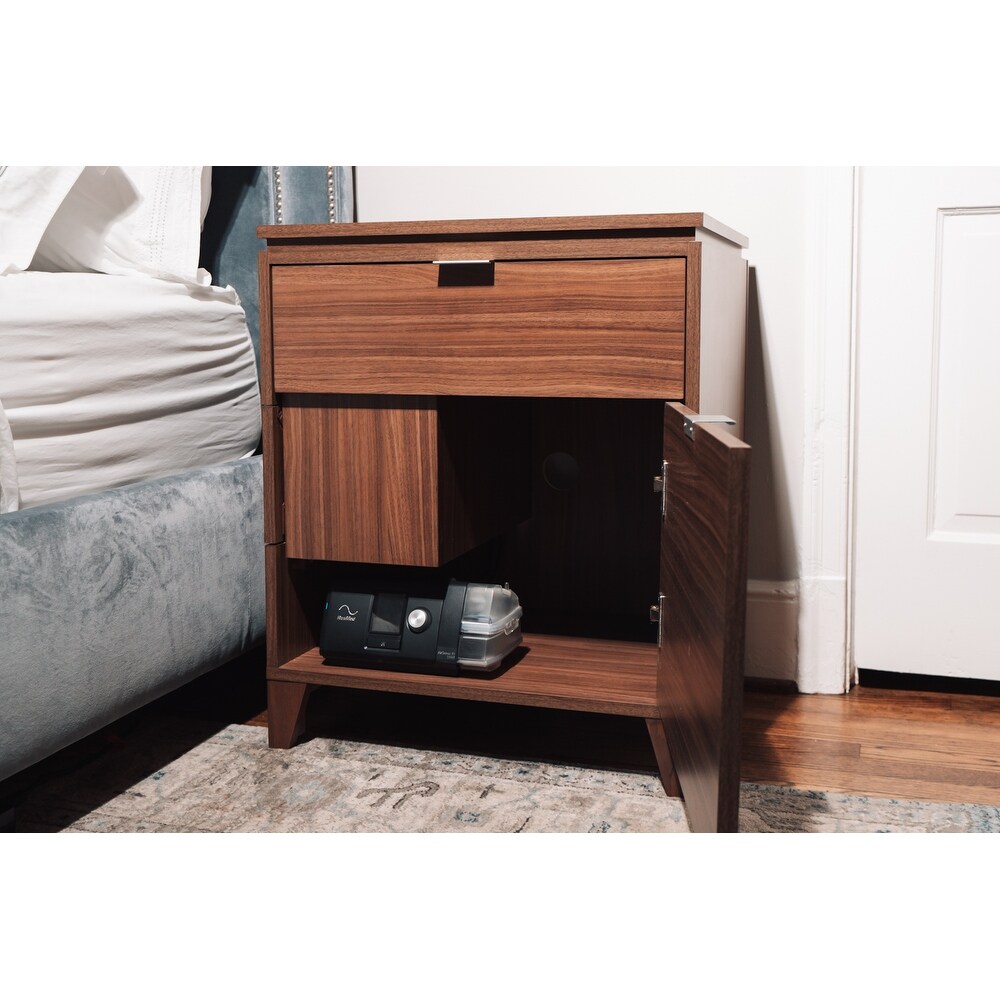 C PAP Nightstand in WALNUT with Left Side Slide