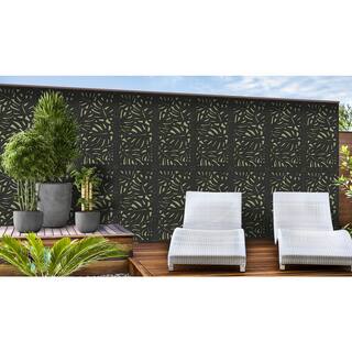 DESIGN VU Tropics 4 ft. x 2 ft. Charcoal Recycled Polymer Decorative Screen Panel Wall Decor and Privacy Panel DVU2406C