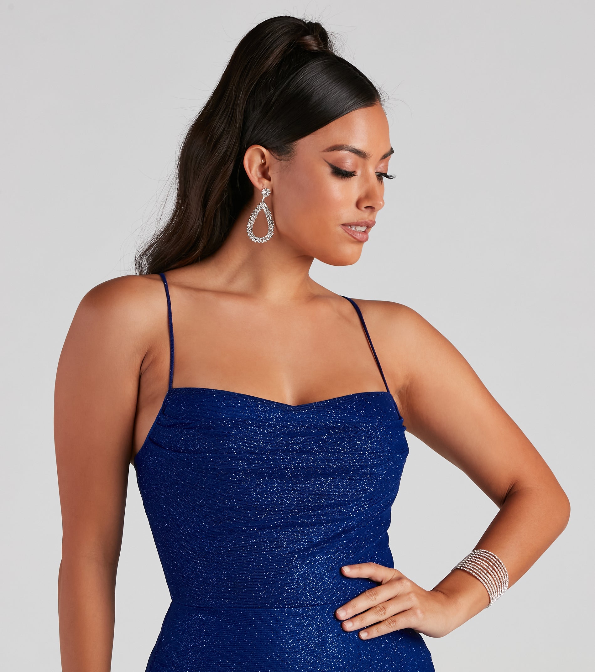 Addison Glitter Mesh Formal Dress