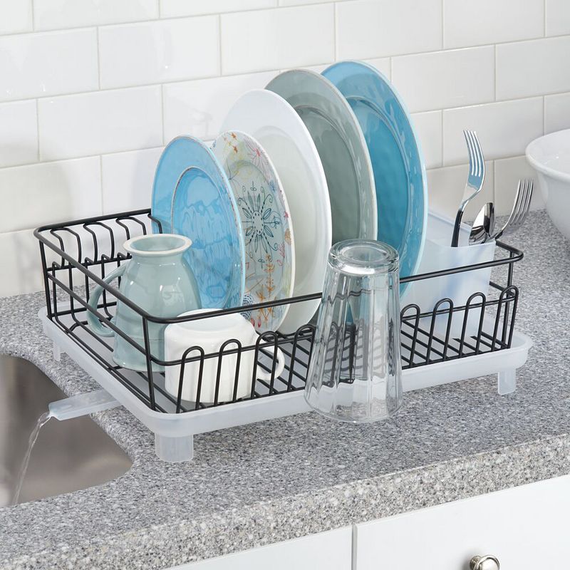 mDesign Kitchen Dish Drying Rack with Swivel Spout， 3 Pieces