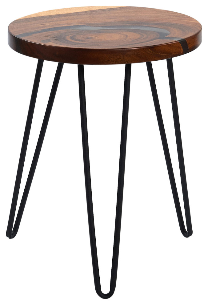 Round Epoxy Resin  ampWood Side Table   Contemporary   Side Tables And End Tables   by BNF Home  Houzz