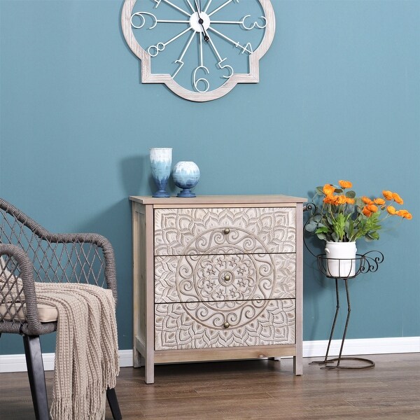 Sophia and William Accent Console Table 3- drawer Storage Floor Cabinet