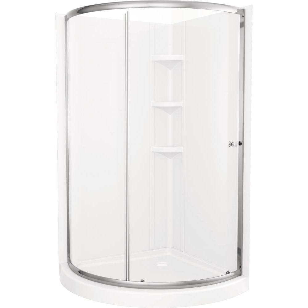 Delta Foundations 38 in. W x 70 in. H Round Sliding Framed Corner Shower Enclosure in Chrome B911912-3838-PC