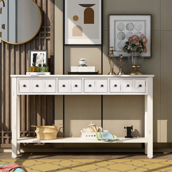 Nestfair Entryway Console Table with Drawers and Bottom Shelf