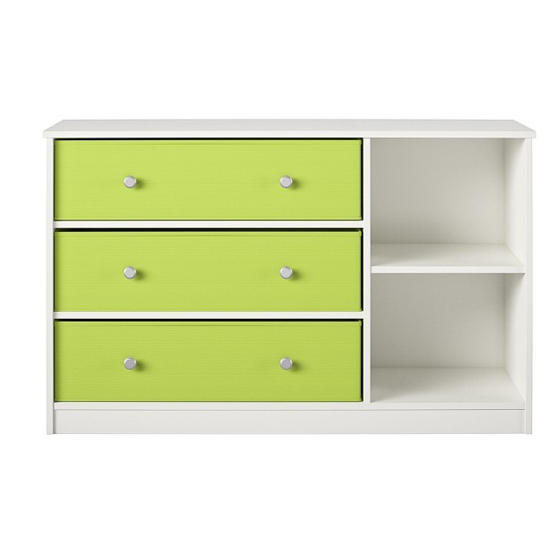 Ameriwood Home Mya Park Wide Dresser With 3 Fabric Bins