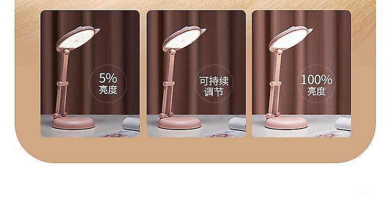 Cat ear lamp Cute pink girl study lamp student eye protection folding charging girl bedroom dormitory table lamp（6400AH）