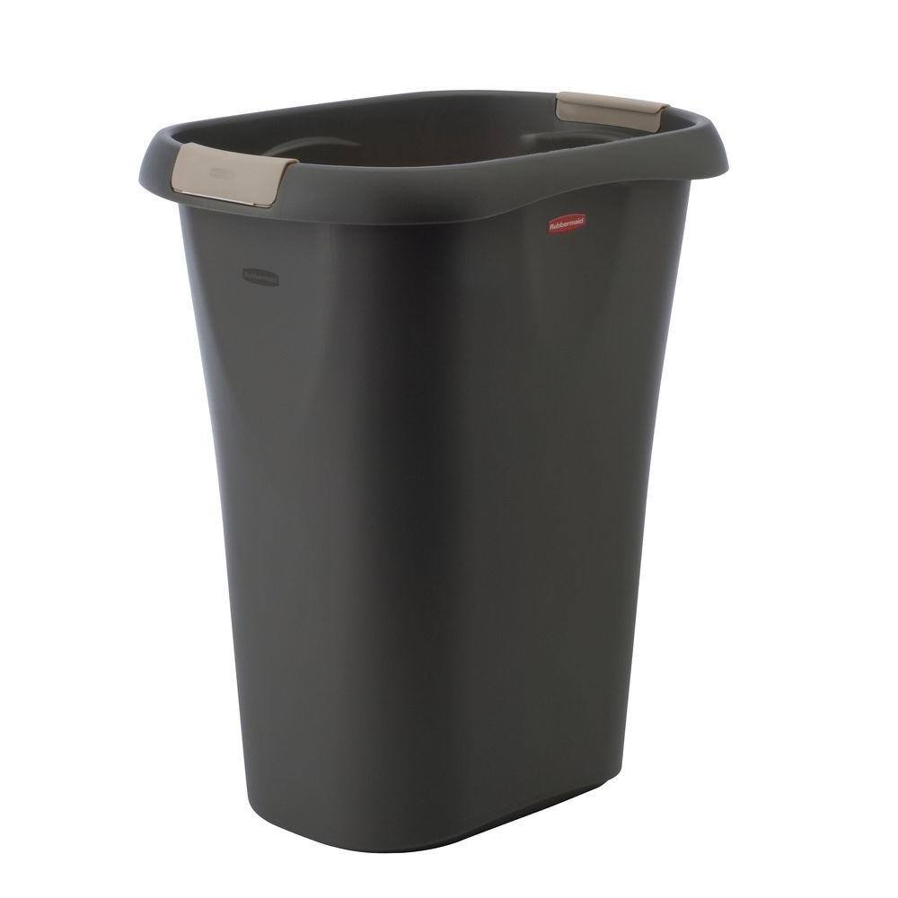 Rubbermaid 8 Gal. Black Rectangular Trash Can with LinerLock 1835854