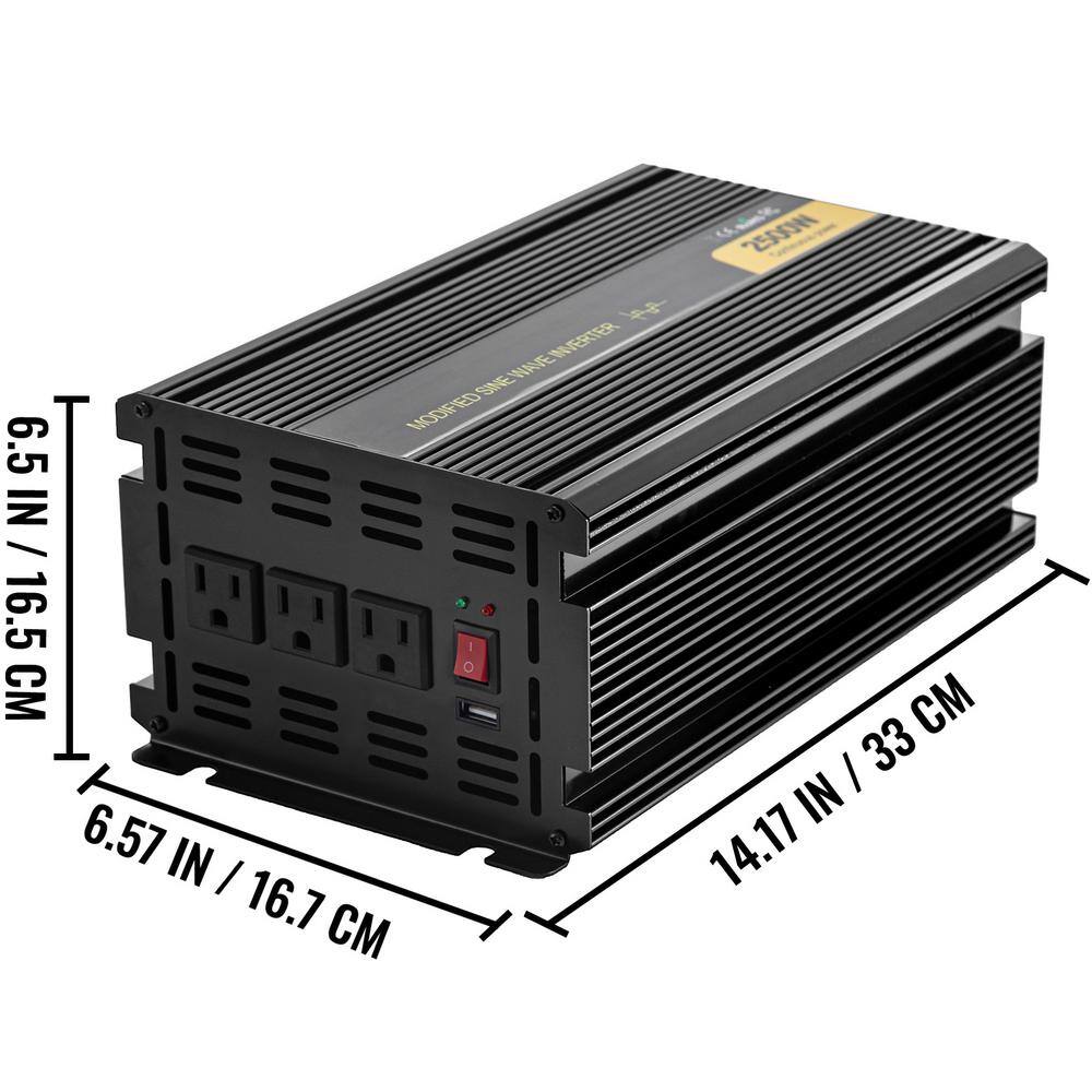 VEVOR 2500-Watt DC 24-Volt Power Inverter Modified Sine Wave Inverter with LCD Remote Controller LED Indicator for Truck RV ZXN2K5-24-120I14HV9